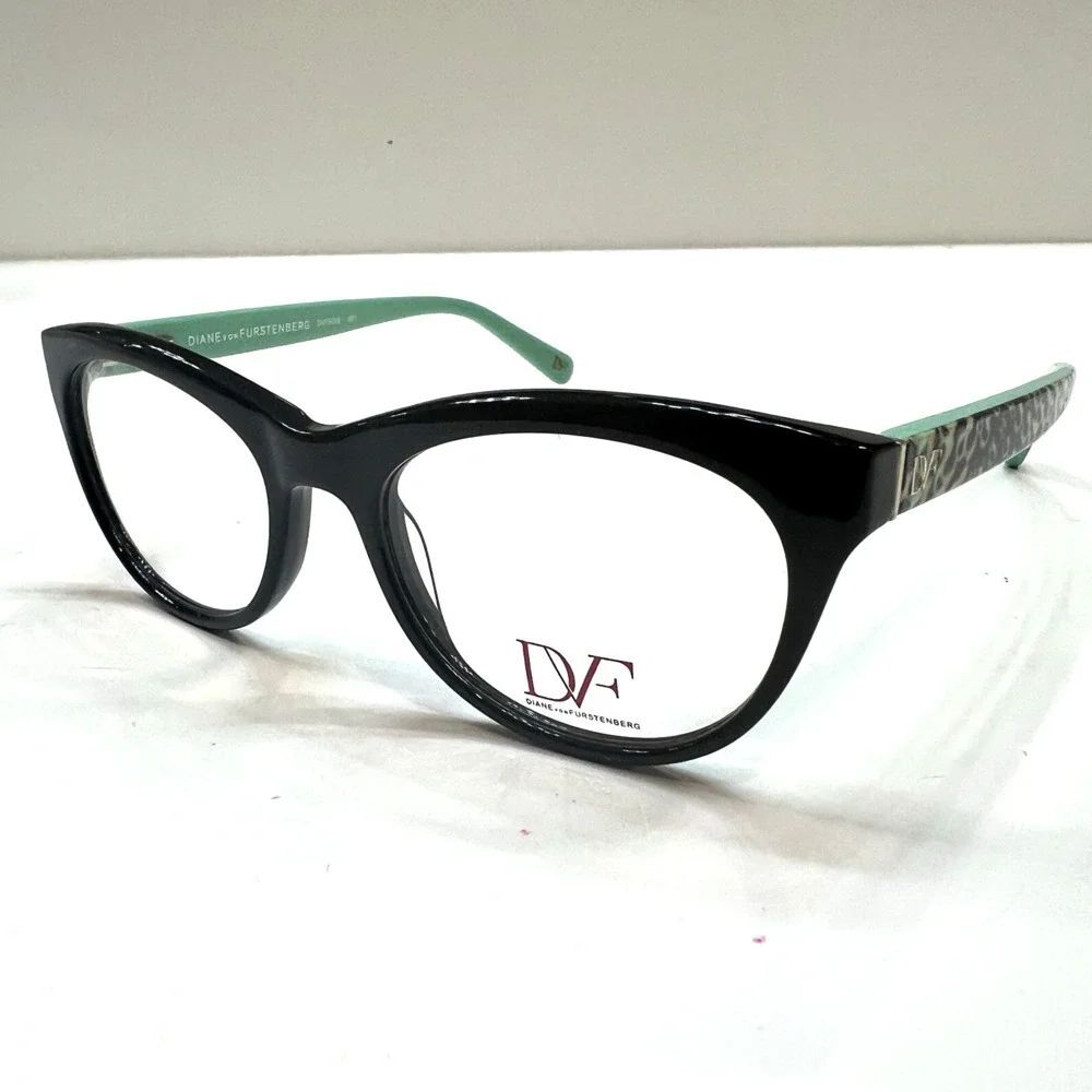 NEW Diane von Furstenberg DVF 5058 001 Black Semi Cats Eyeglass Frames 49-18-135
